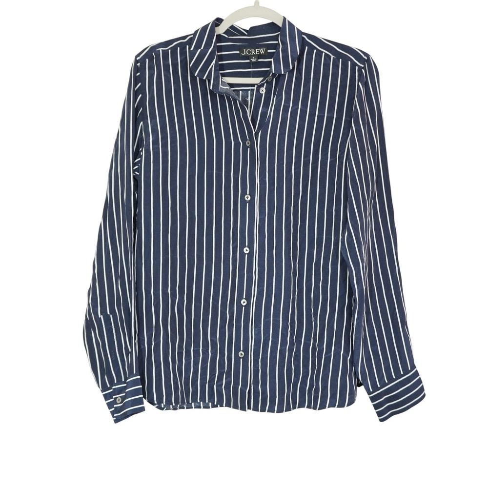 J. Crew Size Small Navy Blue White Striped Long Sleeve Button Down Shirt Sample